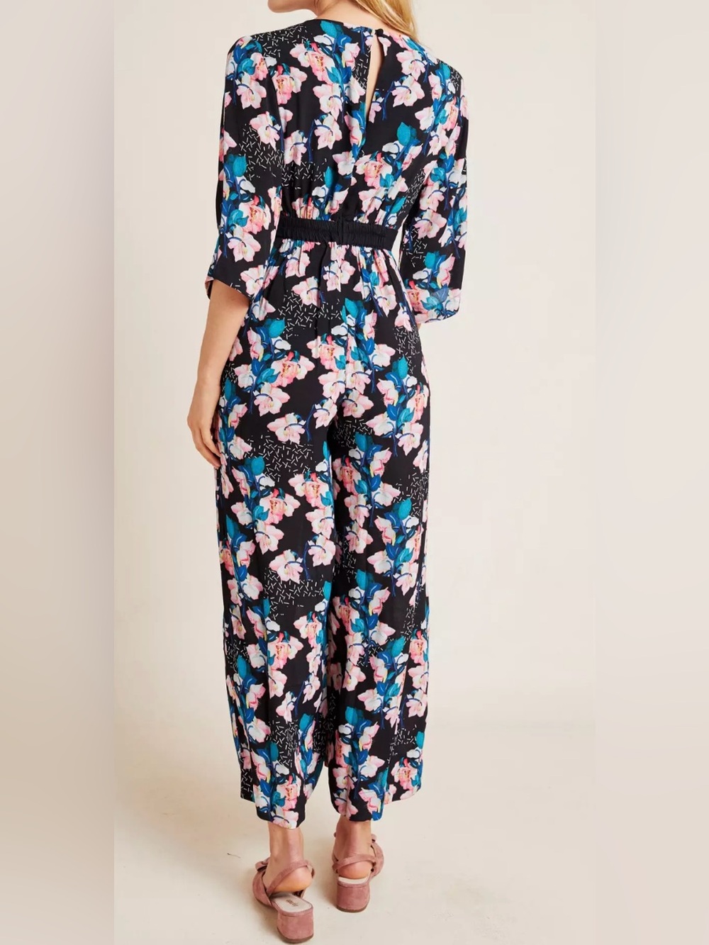 Blank London by Anthropologie Black Floral Patterned Jumpsuit - Size XSP - Picture 3 of 7